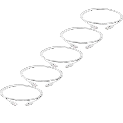 TRUECABLE Cat6 Component Rated Patch Cable, Unshielded (U/UTP), 7ft, White, 28AWG Stranded Pure Copper, Snagless 10G High-Speed Ethernet Cable, PoE++ 4PPoE 100W, UL Listed, RoHS-3, 5 Pack