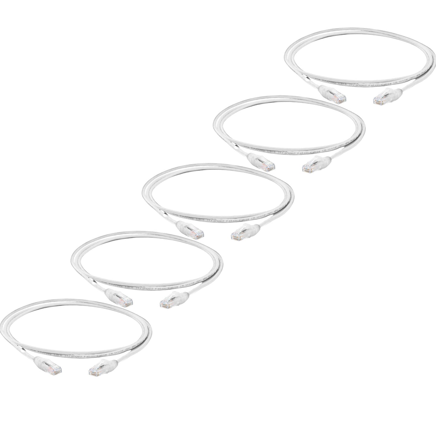 TRUECABLE Cat6 Component Rated Patch Cable, Unshielded (U/UTP), 5ft, White, 28AWG Stranded Pure Copper, Snagless 10G High-Speed Ethernet Cable, PoE++ 4PPoE 100W, UL Listed, RoHS-3, 5 Pack