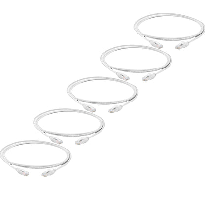 TRUECABLE Cat6 Component Rated Patch Cable, Unshielded (U/UTP), 5ft, White, 28AWG Stranded Pure Copper, Snagless 10G High-Speed Ethernet Cable, PoE++ 4PPoE 100W, UL Listed, RoHS-3, 5 Pack