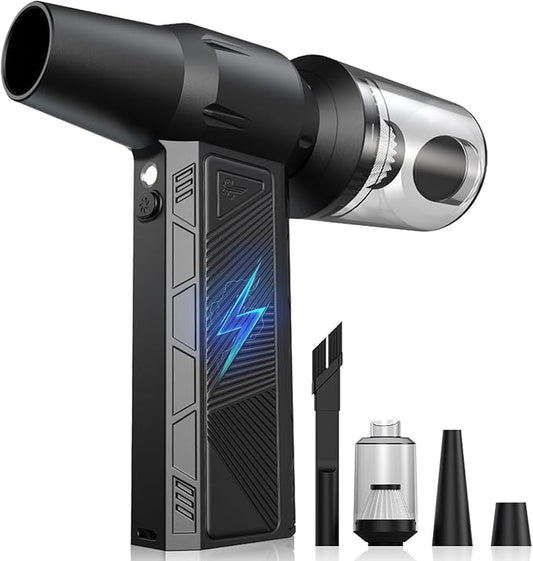 RapAir Compressed Air Duster -150000RPM Super Power 3-Gear Cordless Electric Air Duster with LED Light, Fast Charging Rechargeable Air Blower for Computer, Keyboard, Car, Outdoor and Home