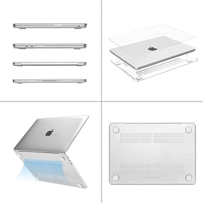 MOSISO Compatible with MacBook Air 13 inch Case 2025 2024 2023 2022 M4 A3240 M3 A3113 M2 A2681, Plastic Hard Shell&Keyboard Cover&Screen Film&Type C for MacBook Air 13.6 inch Case, Crystal Clear
