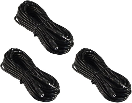 Three Pack of YCS Basics 25 Foot 3.5mm Stereo Headphone/AUX Extension Cable Male/Female