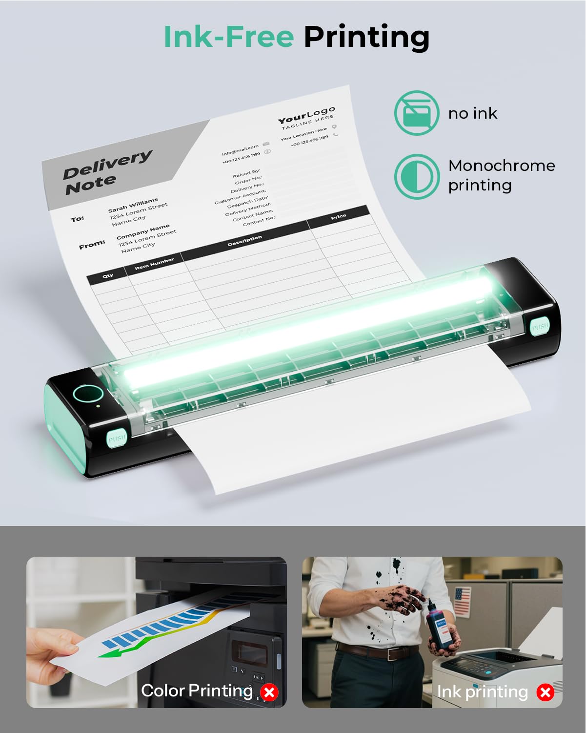 Phomemo Portable Printers Wireless for Travel - Bluetooth Thermal Printer Supports 8.5" X 11" Letter, Inkless Printer Compatible with Phone Laptop for Home Use Car School Office, Come with Carry Case