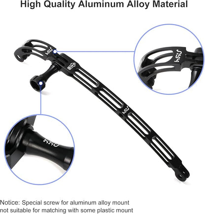 HSU Aluminum Alloy Curved Extension Arm Kit Metal Pole Mount Helmet Stick Extension Arm Mount for GoPro Hero 13/12/11/10/9/8/7/6 Black, DJI Osmo Action and More Action Cameras (7.9”/5.3”/3”) (Black)