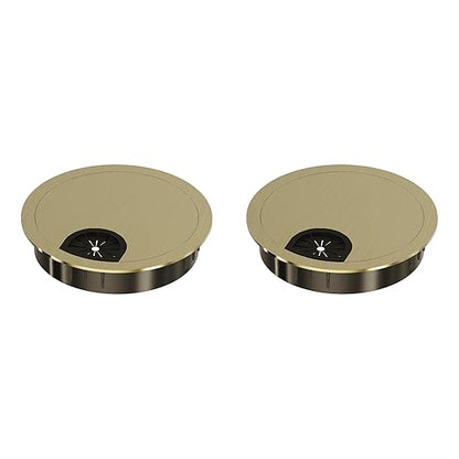 2 Pack Desk Grommet 2-3/8 Inch 60mm, Zinc Alloy Computer Desk Wire Hole Cover, Office Desktop Cord Cable Hole Metal Ring, Bronze Tone