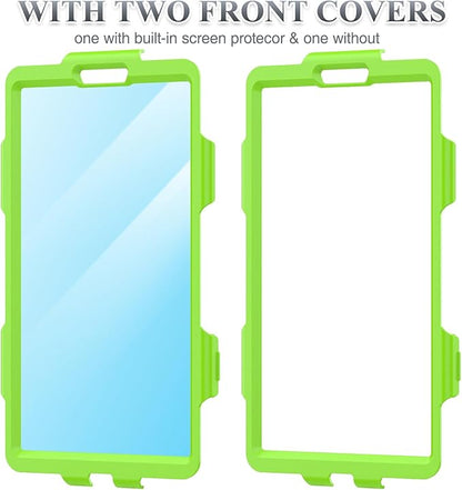 SEYMAC stock Case for Samsung Galaxy Tab A9 8.7'', Full-Body Drop Protection Case with Screen Protector Pencil Holder [360° Rotating Hand Strap] &Stand, Green+Black