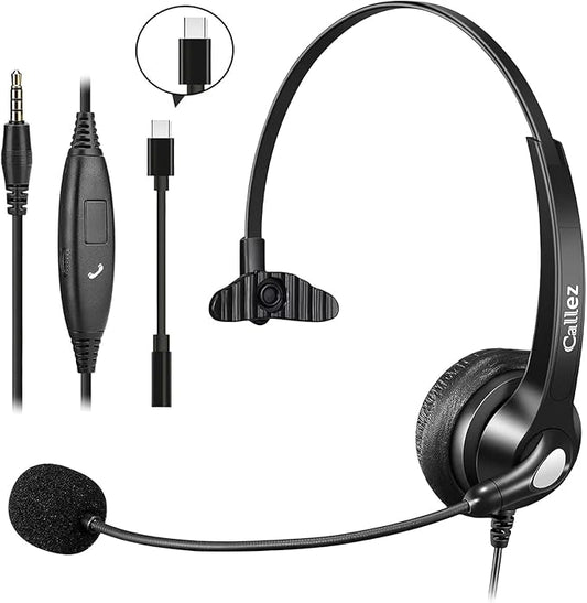 Callez 3.5mm Jack Cell Phone Headset with Microphone Noise Cancelling
