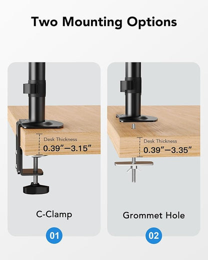 HUANUO Dual Monitor Mount up to 32 inches Screens, Taller Monitor Stand Hold 19.8lbs, Dual Monitor Arm Desk Mount Easy Adjustable with Tilt, Swivel, Rotation, VESA 75/100mm
