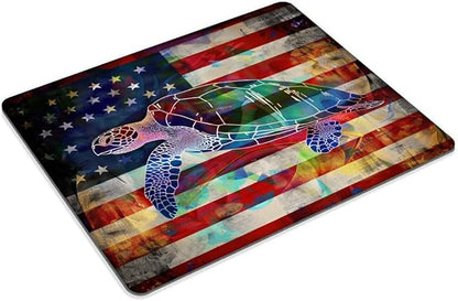 Square Mouse Pad Colorful Sea Turtle and National Flag-1,Gaming Mouse Pads for Desk,Soft Computer Waterproof Non-Slip Mouse Mat