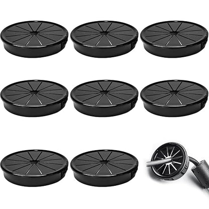 8 Pcs Cable Grommet, Snap Bushing 2-3/8" (60 mm) Mounting Diameter, Flexible Petal-Shaped Buckle Round Nylon Desk Grommet for Wires Through Countertop Cord Organizer and Protection, Black