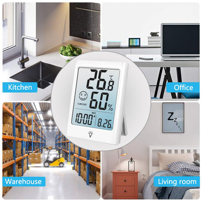 Timloon Digital Indoor Thermometer for Room, Smart Temperature Humidity Monitor with Backlight, Comfort Indicator, Max/Min Record, Time, Calendar, Alarm, °c/°f Switch for Bedroom, School