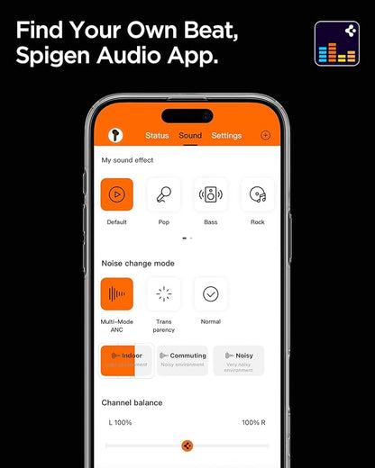 Spigen True Wireless Earbuds, Active Noise Cancellation Bluetooth Headphones with 30H Playtime, EQ Customizing App, 6 Mics, Gaming Mode, LCP Graphene Driver - Black