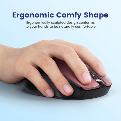 Wireless Mouse, D-09 Computer Mouse USB Cordless Mice for Laptop, Ergo Grips, Lightspeed 5-Level 2400 DPI, 16 Months Battery, Portable for PC Mac Chromebook (Red, 1 Pack)