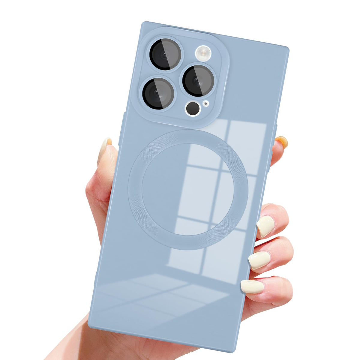 PSIOXY Blue for iPhone 15 Pro Max Case Rectangle Compatible with MagSafe
