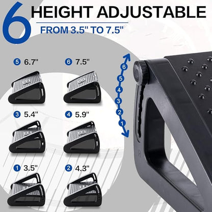 ZLMHYYM Foot Rest for Under Desk at Work, Six Heights Adjustable Foot Stool
