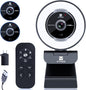Zoomable Webcam with Remote Control, 1080P 60FPS Streaming with Ring Light and Microphone, Pro USB Webcam with 5X Digital Zoom and Privacy Cover for Zoom/Skype/Teams/PC/Laptop/Mac