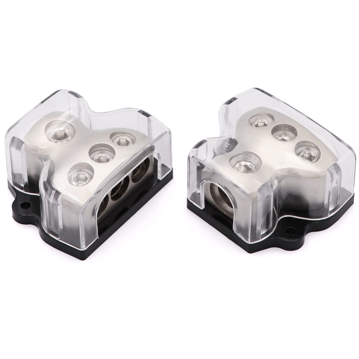 TuoLauthon 2 Way Power Distribution Block 1x 0 GA in 2X 0 GA Out Circuit Protector Distribution Connecting Blocks for Car Audio Splitter,2Pcs with Installation Kit