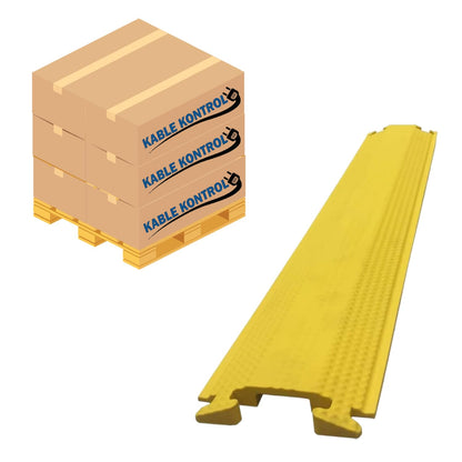 Kable Kontrol Drop Over Floor Cord Cover – 36” Inch Long 1 Channel Cable or Wire Protector – 20 Pcs Bulk Pack - Rubber Ramp for Indoor and Outdoor Use – Yellow