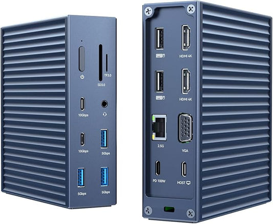 ACASIS USB C Docking Station Dual Monitor, 16-in-1 Laptpop Docking Station with 2* HDMI,VGA,2.5G Ethernet,SD/TF,10Gbps USB-C 3.1,3.5mm Audio,PD100W,USBC Hub for MacBook/Dell/Lenovo/HP/ThinkPad (Gray)