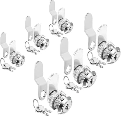 Sartatue Cabinet Cam Locks Keyed Alike, 5/8'' Fits on 3/8'' Max Door Thickness, Secure File Drawer Mailbox RV Storage Replacement Set, Zinc Alloy (5/8 Inch 6Pcs)