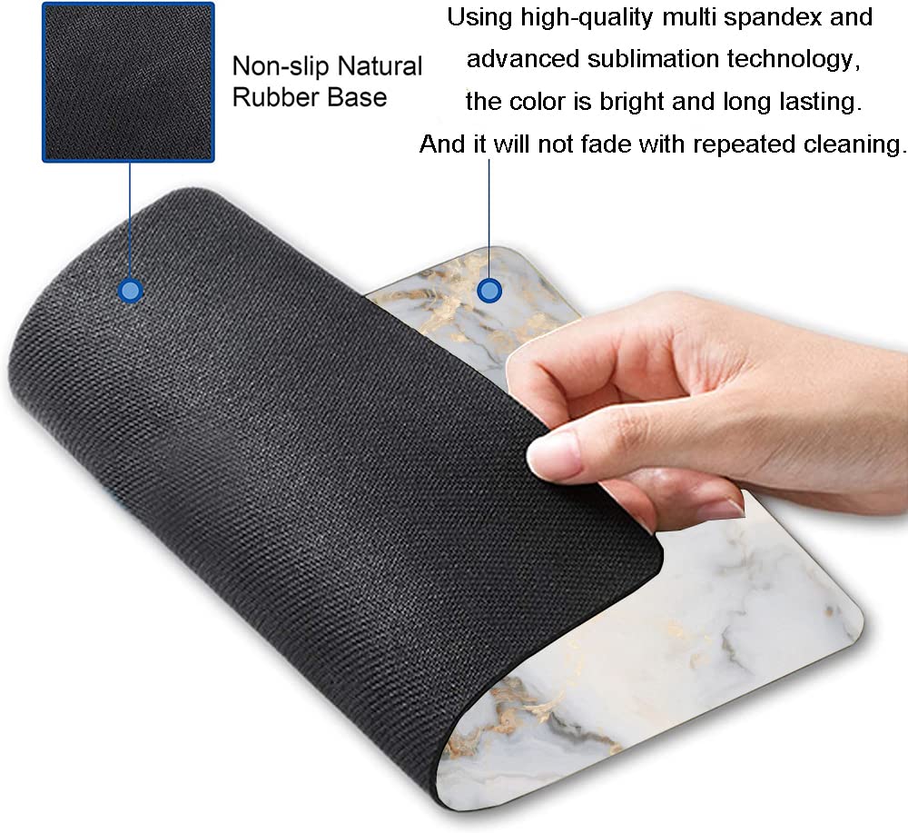 Armanza Mouse Pad, Gray Gold Marble Mouse Pad, Premium-Textured Marbling Mouse Mat Square Waterproof Non-Slip Rubber Base Computer Mousepad for Office Laptop Desk