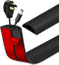 Floor Cord Cover Self Adhesive Cord Hider Floor Extension Cord Covers for Floor Power Cord Protector Cable Management Prevent Cable Trips Cable Cavity 0.51" W x 0.31" H (Black, 10Ft)