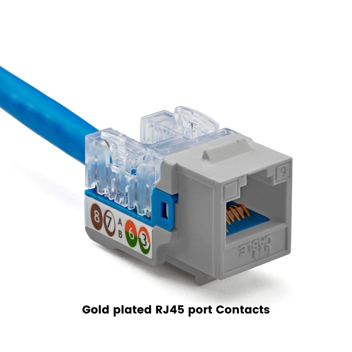 TRUE CABLE Cat6 Keystone Jack, Unshielded (UTP), 90 Degree Punch-Down, PoE++ (4PPoE) 100W, UL Listed, ETL Verified, ANSI/TIA Certified, Modular RJ45 Female, Gray, 12 Pack