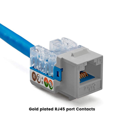 TRUE CABLE Cat6 Keystone Jack, Unshielded (UTP), 90 Degree Punch-Down, PoE++ (4PPoE) 100W, UL Listed, ETL Verified, ANSI/TIA Certified, Modular RJ45 Female, Gray, 12 Pack