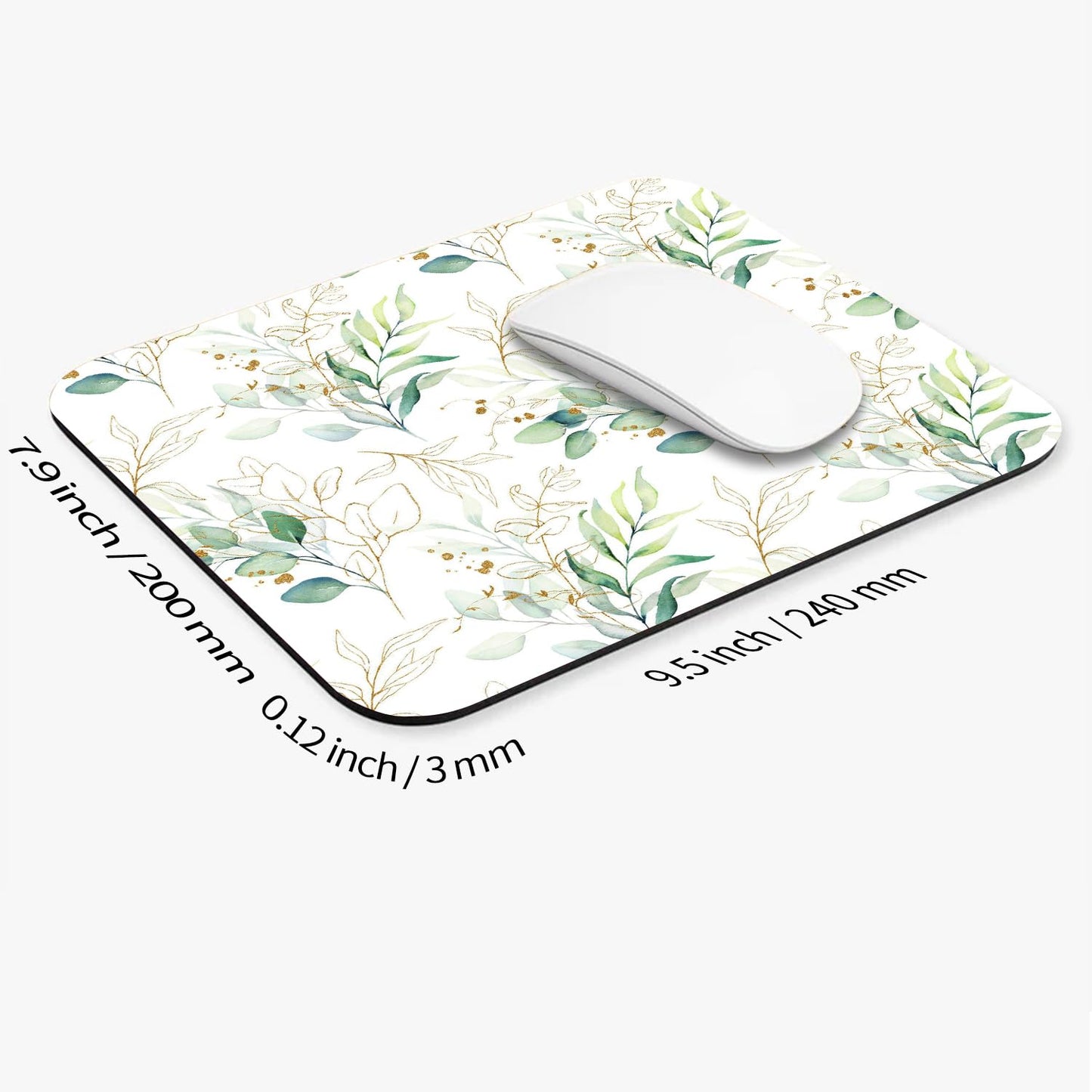 Armanza Square Mouse Pad Pretty Leaves, Personalized Premium-Textured Custom Mouse Mat Design, Washable Mousepad Cloth, Non-Slip Rubber Base Computer Mouse Pads for Wireless Mouse