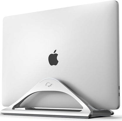 HumanCentric Vertical Laptop Stand for Desks in Silver Color, Upright Adjustable Holder to Dock Apple MacBook, MacBook Pro, and Other Laptops to Organize Work & Home Office, Automatic Grip