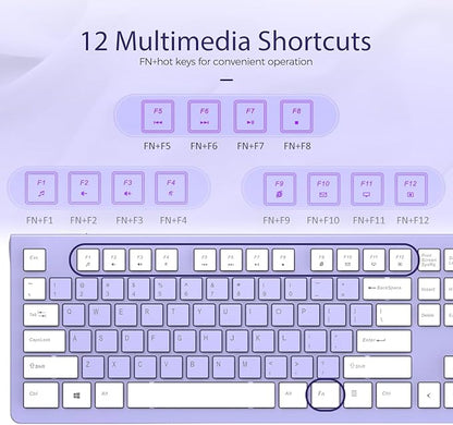 Computer Keyboard Wired, Plug Play USB Keyboard, Low Profile Chiclet Keys, Large Number Pad, Caps Indicators, Foldable Stands, Spill-Resistant, Anti-Wear Letters for PC Laptop (Purple, 1-Pack)