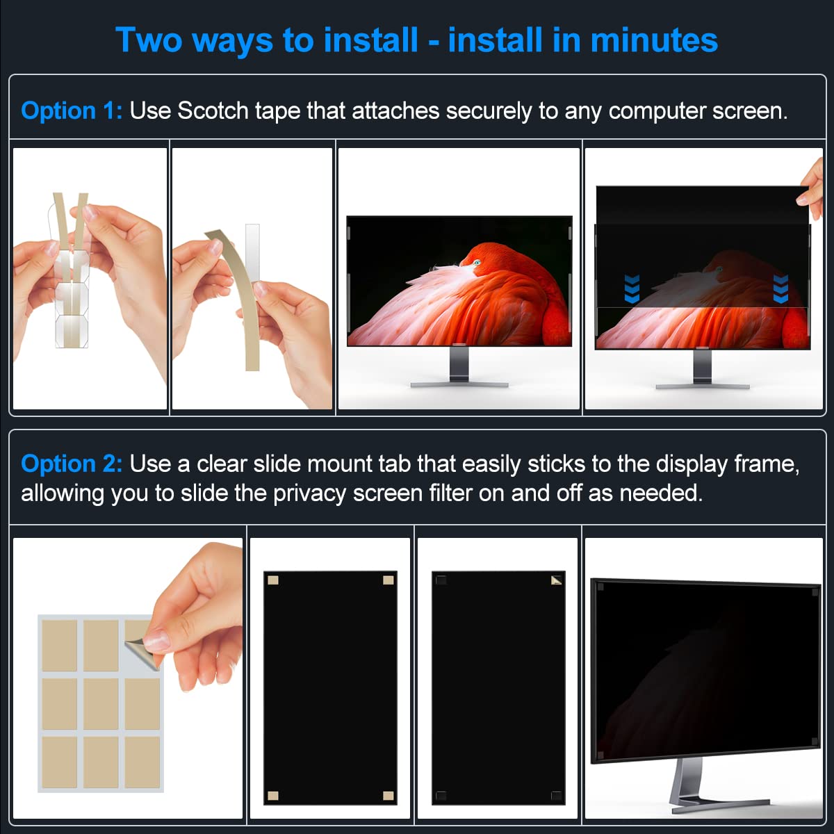 JEAPKA [2-Pack] 24 Inch Privacy Screen for Monitor Computer Screen Privacy Filter for 16:10 Widescreen Monitor Desktop PC Monitor Privacy Film Monitor Privacy Shield and Anti-Glare Protector
