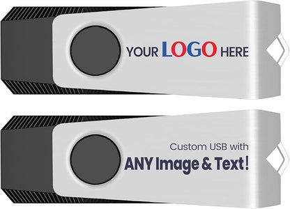 Customizable Flash Drives 32GB, Wooolken Personalized USB 2.0 Drive 10/20/50/100 Pack, Custom Thumb Drive Engraved Logo USB Drive (Mixcolors)