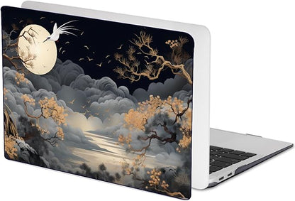 for MacBook Air 13 inch Case 2021 2020 2019 2018 Release A2337 M1 A2179 A1932 with Touch ID, Crystal Black Pattern Plastic Hard Shell Case Cover for Mac Air 13 M1, Tide Illustration 2