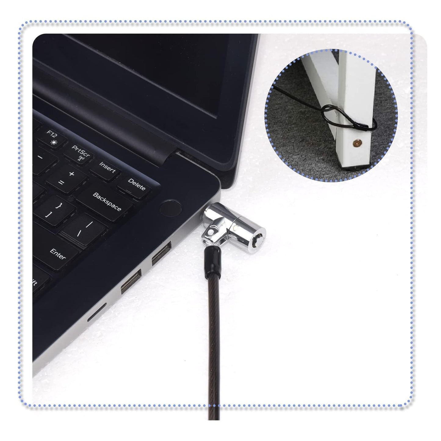 I3C Laptop Cable Lock Hardware Security Cable Lock Anti Theft 6.7FT Cable Lock Compatible with Laptop Anti-Theft Security Locking Cable Compatible for Wedge Type Slot(6 * 2.5mm)