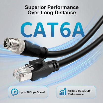 Alvin's Cables M12 8 Pin Male to RJ45 Shielded Ethernet Cable X Coded 8 Position Cat6a Cable for Cognex Industrial Camera 3.2ft/1M