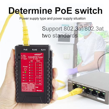NOYAFA Network Cable Tester for RJ45 RJ11 RJ12 /Cat5 Cat5e Cat6 Cat6a Cat7, Universal Cable Tester, Continuity Test, Phone Line Cat3, Ethernet Tester, LAN Cable Test Tool (Red)