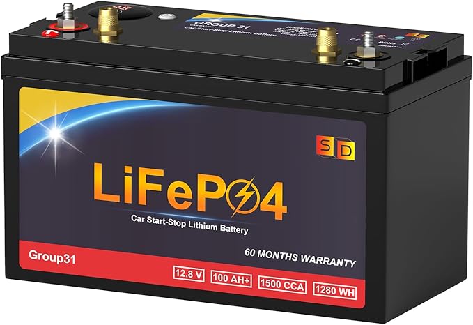 Lithium Car Battery Start-Stop GROUP 31 12.8V 100Ah 1500CCA LiFePO4 Automotive High-Performance With Emergency Start Button Battery For Car
