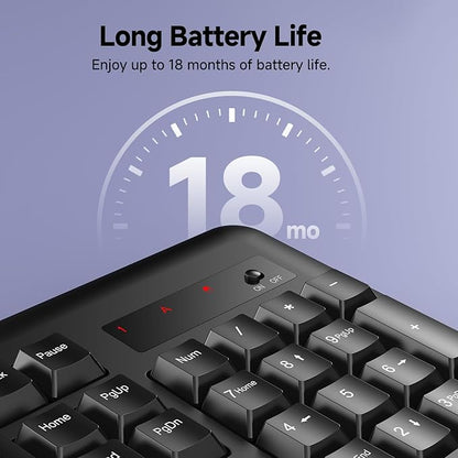Redragon BK-7367 2.4G Wireless Keyboard, Membrane Computer Keyboard with 10 Individual Multimedia Keys, Spill Resistant Adjustable Kickstand AA Battery