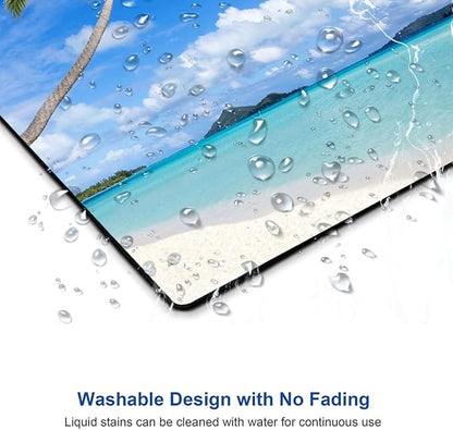 Mouse Pad, Beach Design Mouse Pad, Washable Square Cloth Mousepad for Office Laptop, Non-Slip Rubber Computer Mouse Pads for Wireless Mouse, Cute Mouse Pads for Desk