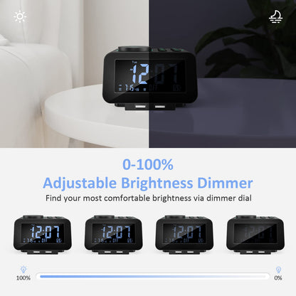 uscce Digital Dual Alarm Clock Radio for Bedrooms with 0-100% Dimmer