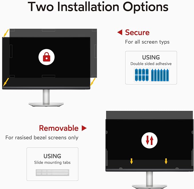 bersem 24 inch Removable Computer Privacy Screen Filter for 16:9 Ratio Monitor, Anti-Spy, Anti-Glare, Anti-Scratch, UV-Blocking