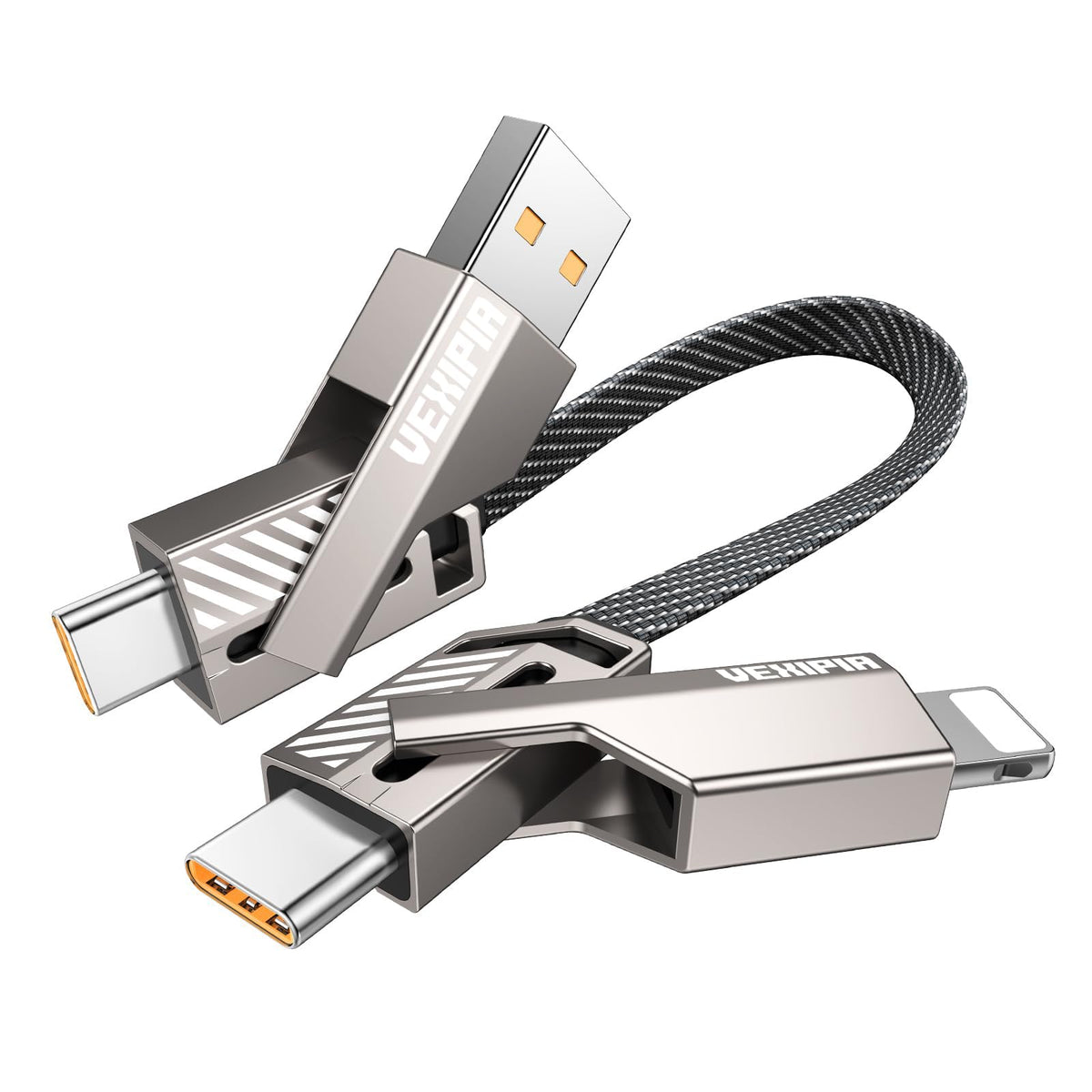 Vexipia 4-in-1 USB C Cable 60W 3FT Compatible with Lightning Cable