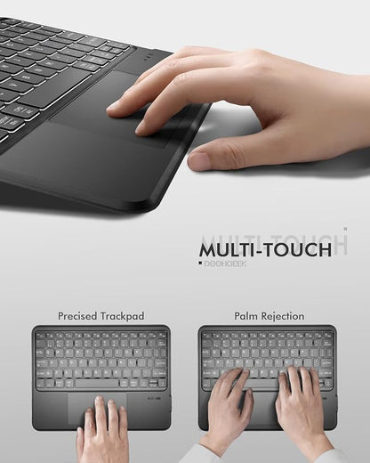 Universal Keyboard Case for 9-11 Inch Tablets, Bluetooth Detachable Keyboard for Android Tablets/iPads/Galaxy Tabs, Magnetic Backlit Keyboard with Washable Adhesive Mount & Any-Angle Stand & Trackpad