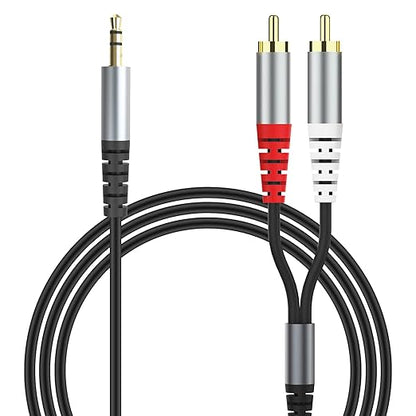 RCA to 3.5mm AUX Cable, (2M/6.6Feet) 3.5mm 1/8 to RCA 2-Male Headphone Jack Adapter Y Splitter Premium Stereo Audio Cord for Smartphones, Tablets, HDTV,or MP3 Players, Speakers
