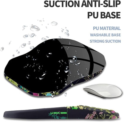Ergonomic Raised Mouse Pad Wrist Support with Bilateral Slope Memory Foam Mousepad for Wrist Rest and Carpal Tunnel Pain Relief 11.8x7.9〃Midnight Flowers