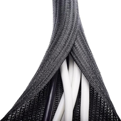 ZhiYo 6.6ft - 4/5 inch Cable Sleeve, Cord Wrap Wire Protector Tubing for Pets, PC Cable Wrap, Computer Cable Management Sleeve - Black