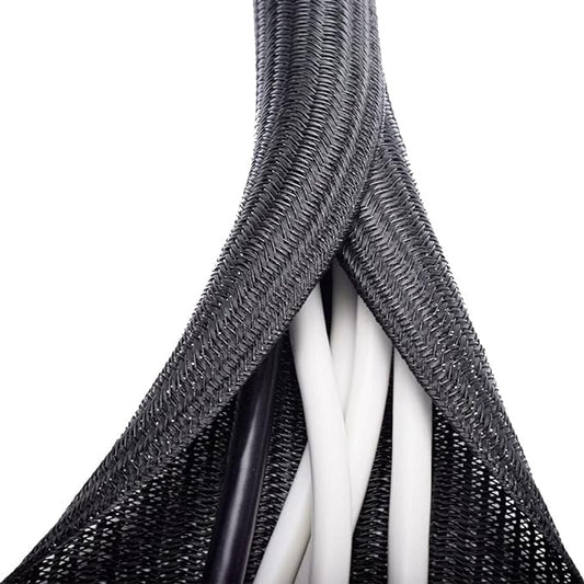 ZhiYo 6.6ft - 1 inch Cable Sleeve, Cord Wrap Wire Protector Tubing for Pets, PC Cable Wrap, Computer Cable Management Sleeve - Black