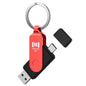 MOSDART 64GB USB C and A 3.2 150MB/s Dual Flash Drive with Keychain, Red