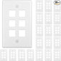 FGB 6-Port Keystone Wall Plate 20-Pack, Low-Profile Single Gang Wall Plates for RJ45, HDMI, and Coax Keystone Inserts, White